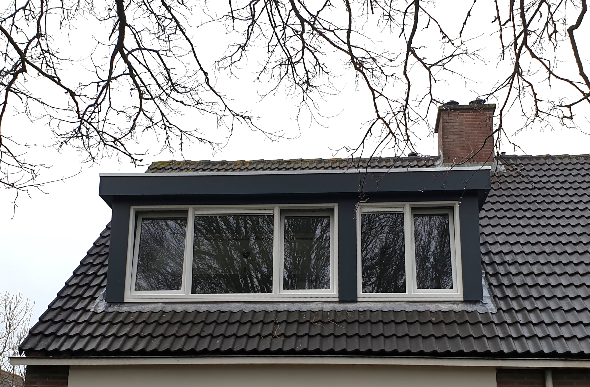 Kunststof met houtnerf  Dakkapel met plat dak – Wieringerwaard 3